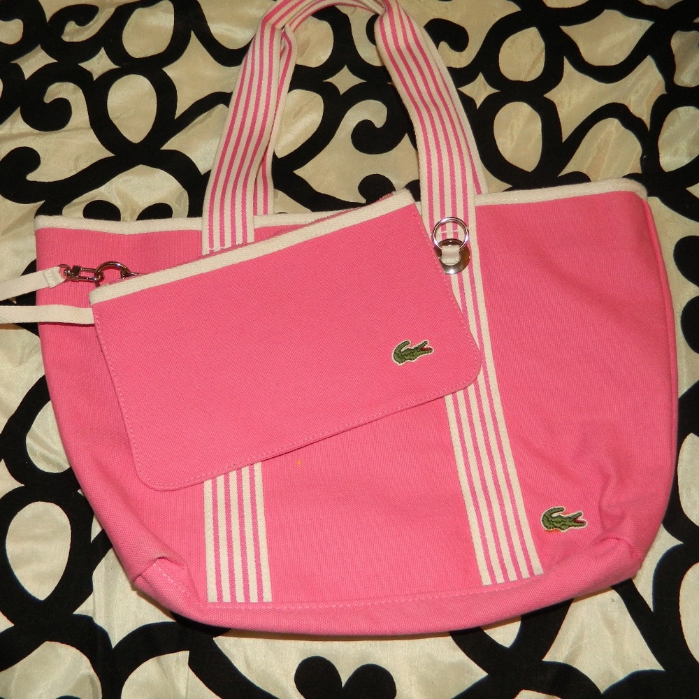 Lacoste tote with matching makeup bag